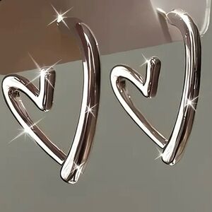 Low Allergy Stainless Steel Heart Hoop Earrings